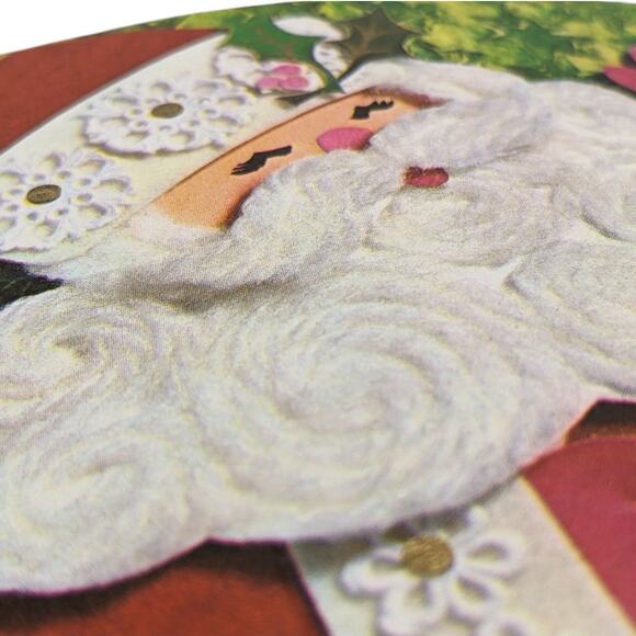 MCM Lot 10 Vintage 1970's EMBOSSED CHRISTMAS CARDS Curly Beard Santa Beaux Arts - Picture 5 of 9